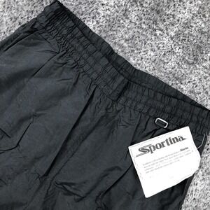 Sportina Pants Womens 12 Black Nylon Track Elastic Waist Jogger Zip Hem Athletic